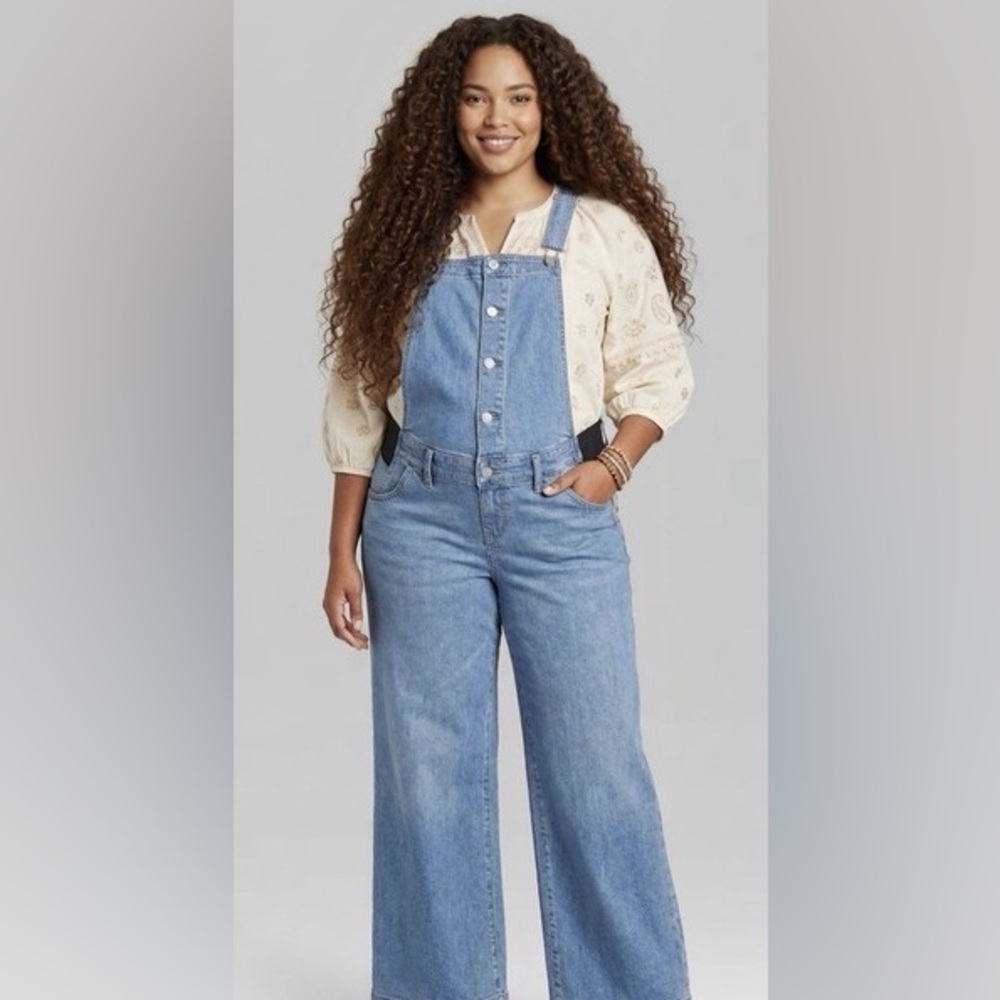 Isabel Maternity by Ingrid & Isabel Strapless Denim Overalls - Blue - Picture 2 of 7